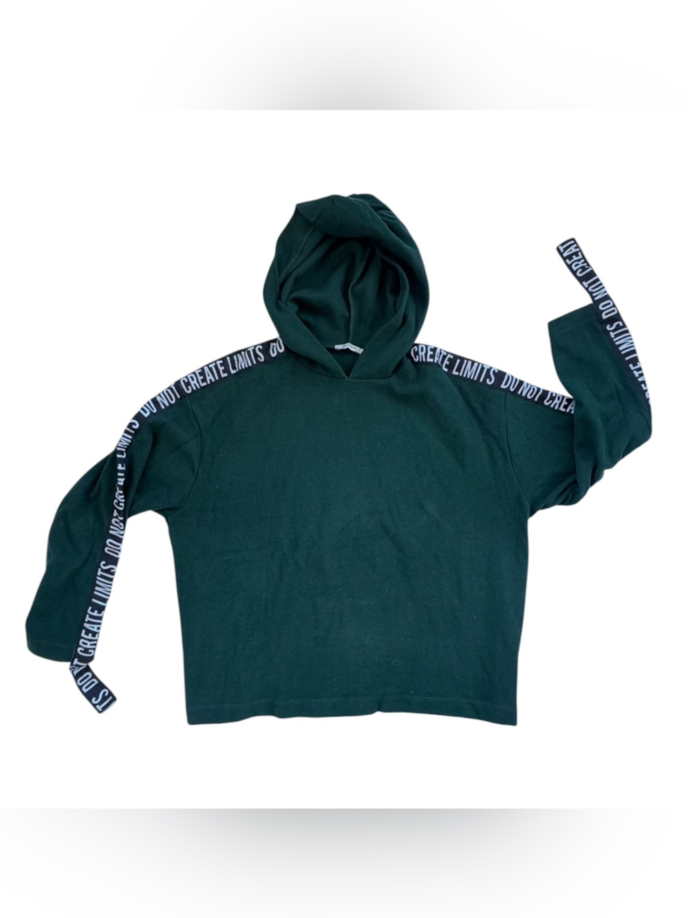 Zara Trafaluc Green Do Not Create Limits Slogan Tape Sweatshirt S